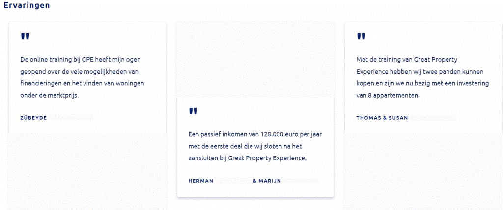 Op deze foto zie je Masters of Property (Great Property Experience) ervaringen