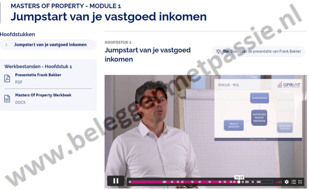 Op deze foto zie je Module #1: Jumpstart van je vastgoed inkomen van Masters of Property (Great Property Experience)