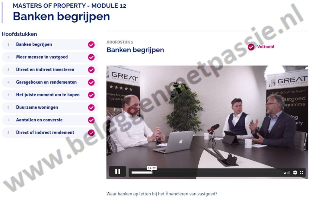 Op deze foto zie je Module #12: Banken begrijpen van Masters of Property (Great Property Experience)