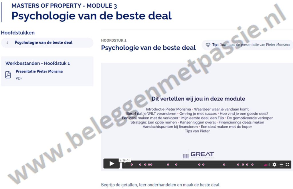 Op deze foto zie je Module #3: Psychologie van de beste deal van Masters of Property (Great Property Experience)