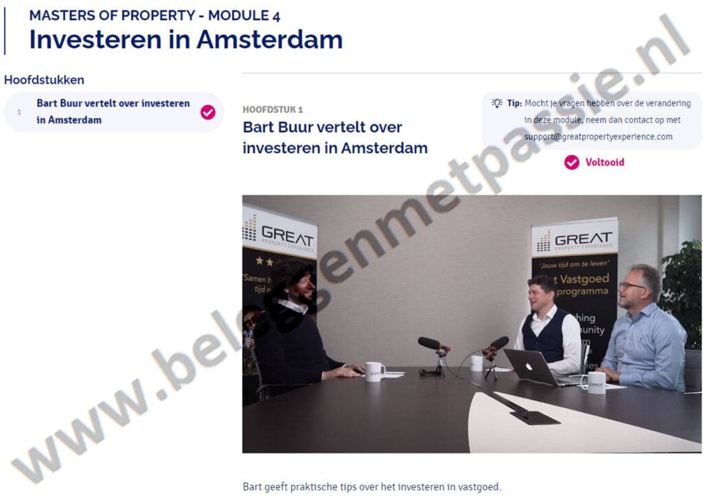 Op deze foto zie je Module #4: Investeren in Amsterdam van Masters of Property (Great Property Experience)