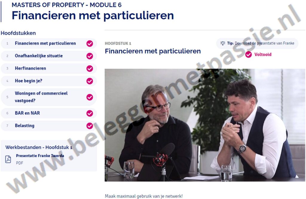 Op deze foto zie je Module #6: Financieren met particulieren van Masters of Property (Great Property Experience)