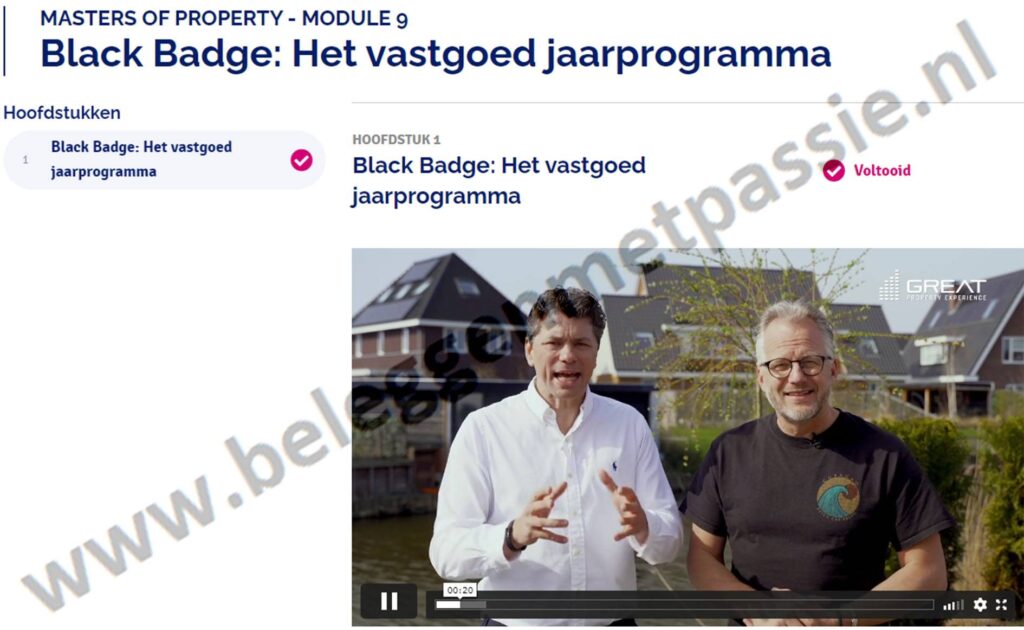 Op deze foto zie je Module #9: Black Badge het vastgoed jaarprogramma van Masters of Property (Great Property Experience)