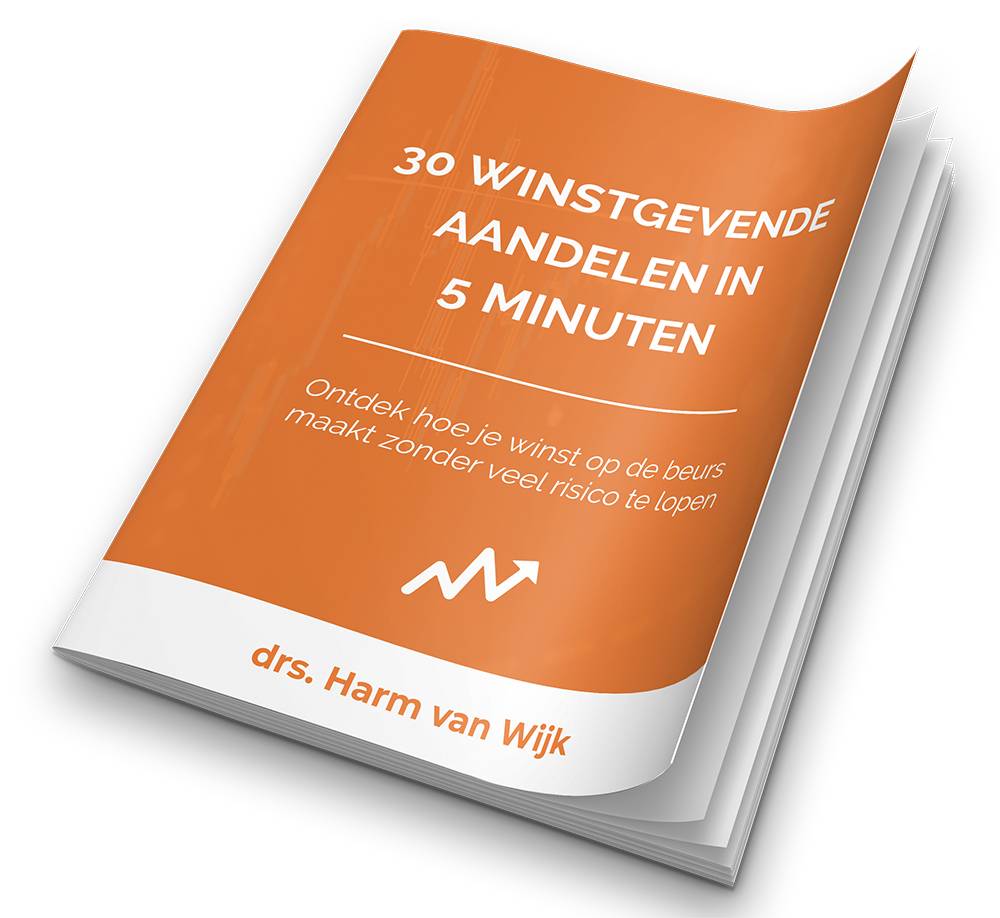 Op deze foto zie je het ebook 30 winstgevende aandelen in 5 minuten van harm van wijk