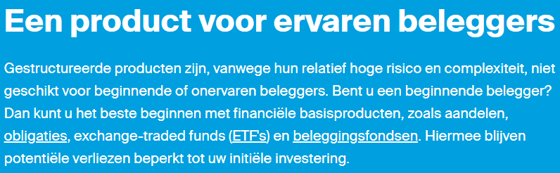 Op deze foto zie je informatie over Gestructureerde producten bij DEGIRO