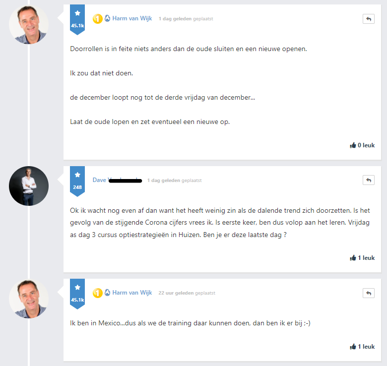 Op deze foto zie je het forum van harm van wijk op beleggen.com