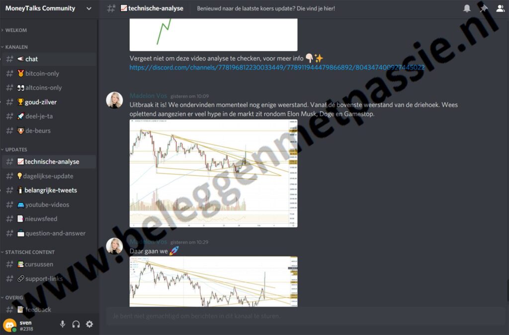 Op deze foto zie je Kanaal #7: Technische-analyse in Moneytalks Community