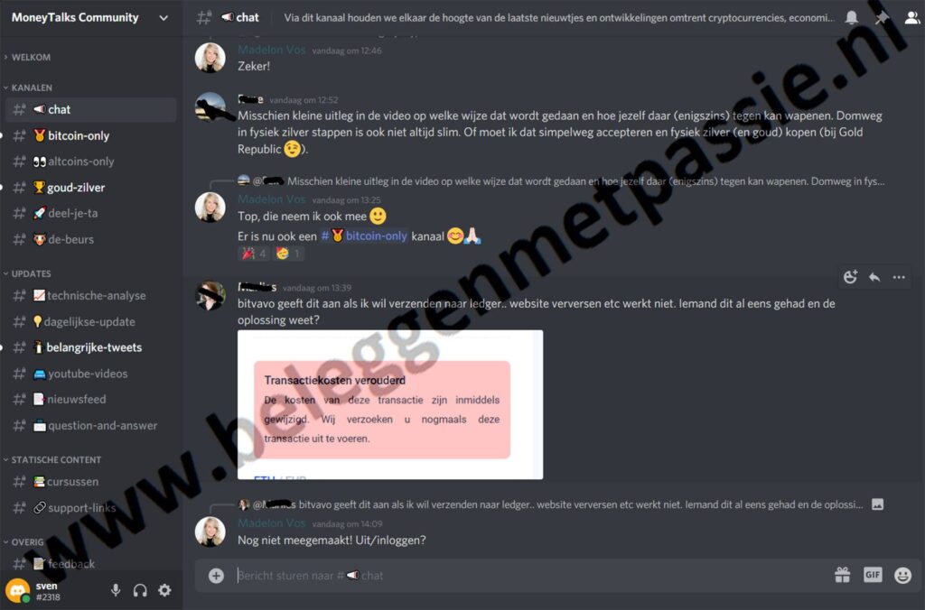 Op deze foto zie je Kanaal #1: Chat in Moneytalks Community
