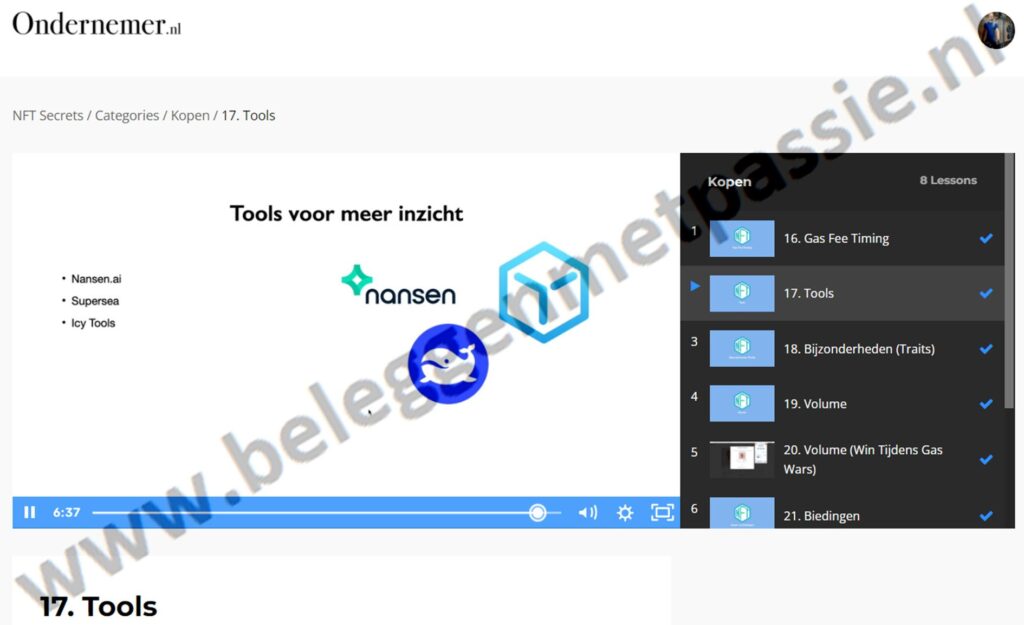 Op deze foto zie je Module #3: NFT’s Kopen van NFT Secrets