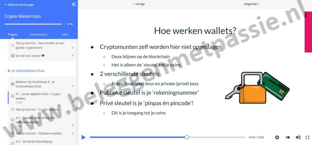 Op deze foto zie je Module 4: Je onbreekbare kluis van de crypto masterclass