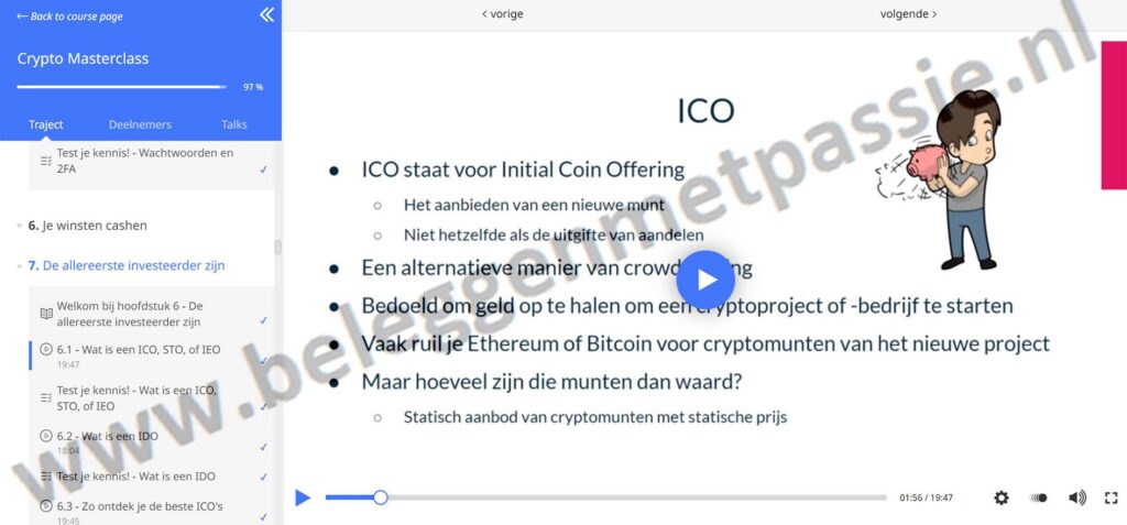 Op deze foto zie je Module 6: De allereerste investeerder zijn van de crypto masterclass