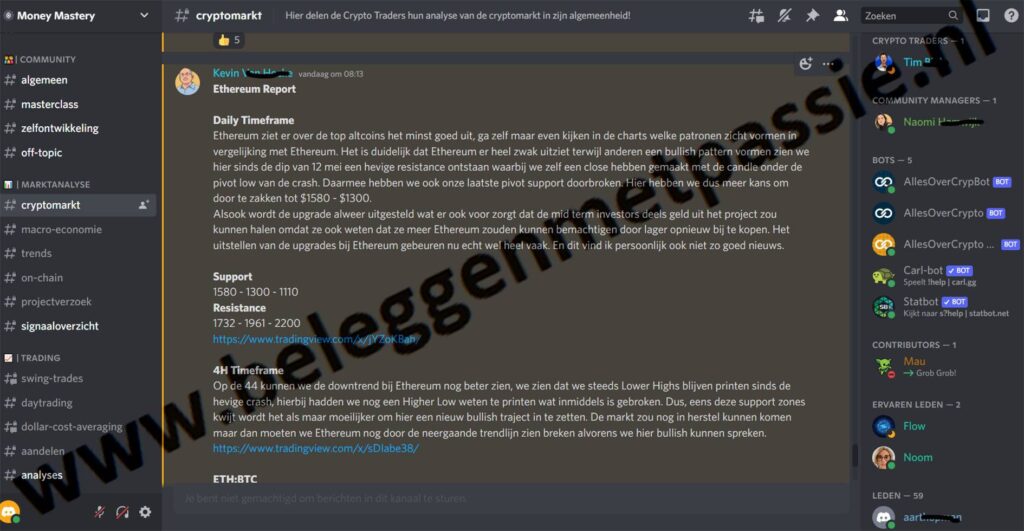 Op deze foto zie je Crypto Mastery (via Discord) uit de Money Mastery