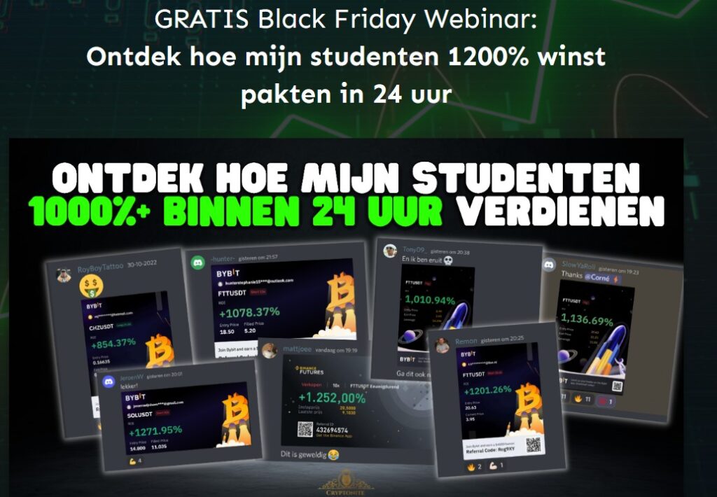 Op deze foto zie je de Gratis Black Friday Crypto Training van Corné Marchand actie