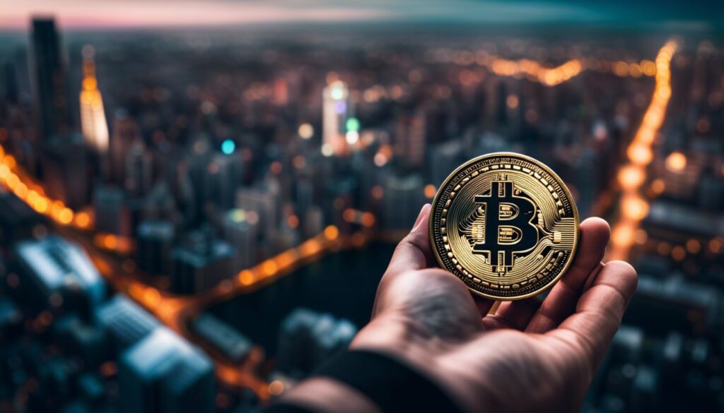 Op deze foto zie je een bitcoin