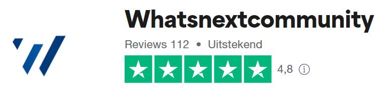 Op deze foto zie je de WhatsNext Community trustpilot