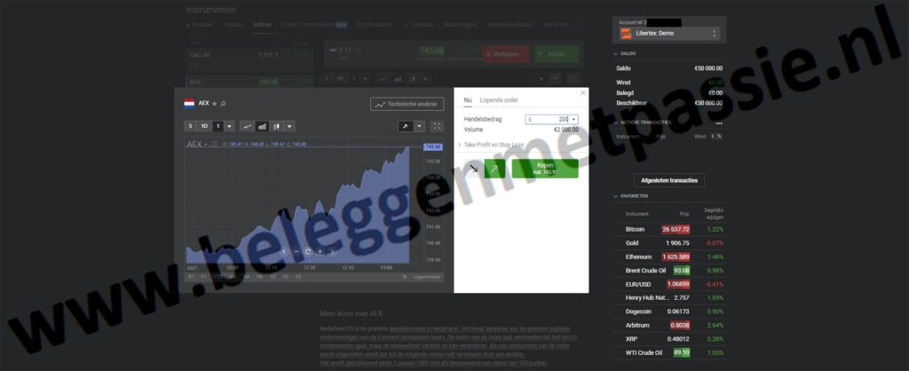 Op deze foto zie je het Libertex demo account