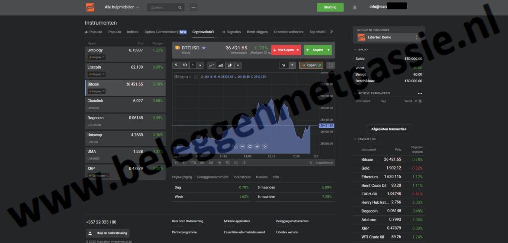 Op deze foto zie je het Libertex demo account