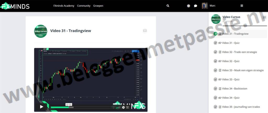 Op deze foto zie je Video 31: Tradingview van de forex trading cursus 2.0 van FXminds