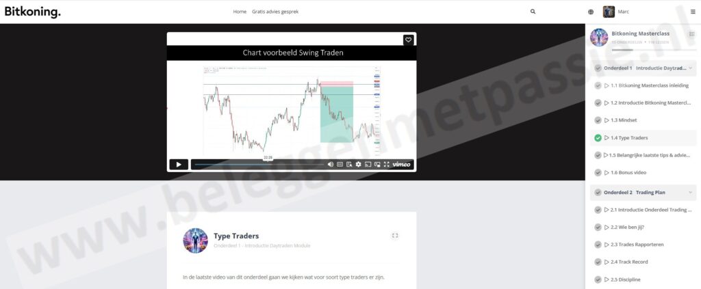 Op deze foto zie je de Bitkoning Masterclass over Daytraden vs forex trading
