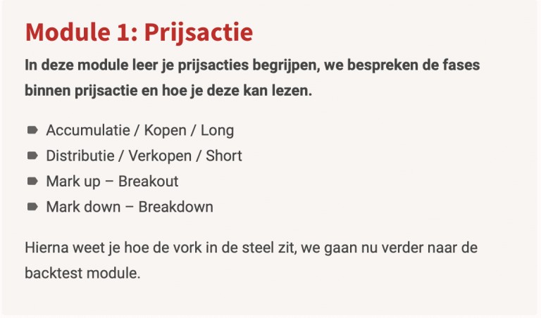 Op deze foto zie je Module 1: Prijsactie van leerprogramma daytraden & scalpen (doopiecash)