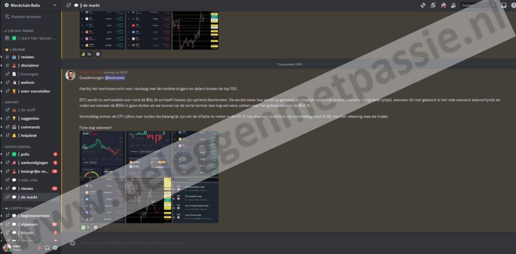 Op deze foto zie je de markt updates van Crypto.Dries in de Blockchain Bulls Community