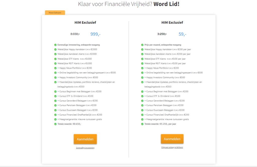 Op deze foto zie je de HIM Exclusief Cursus van Jorik Vermeulen (Happy Investors)
