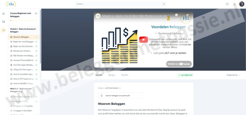 Op deze foto zie je de Cursus beginnen met beleggen van Jorik Vermeulen (Happy Investors)
