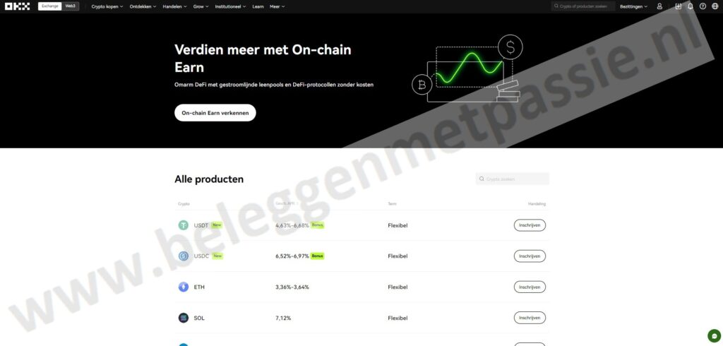 Op deze foto zie je crypto staking bij OKX 
