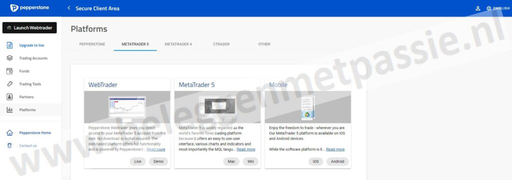 Op deze foto zie je Pepperstone dashboard in vergelijking met Avatrade vs Pepperstone