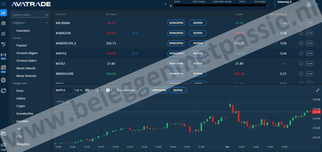 Op deze foto zie je Handelen via Webtrader bij AvaTrade
