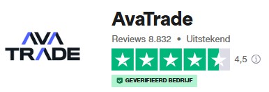Op deze foto zie je AvaTrade trustpilot logo en cijfer
