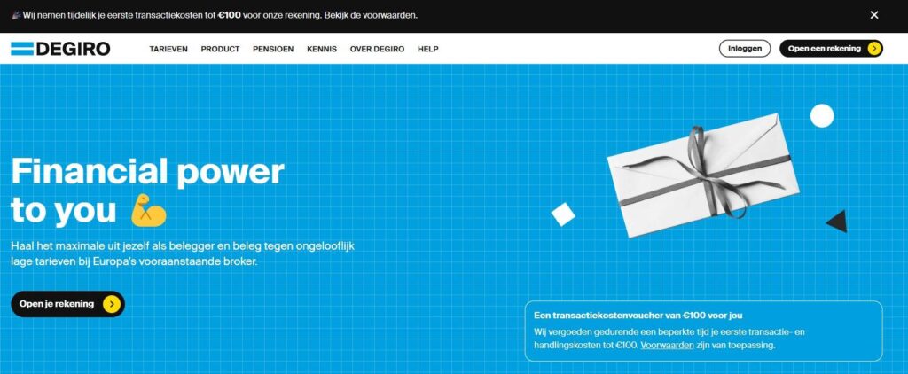 Op deze foto zie je de website van DEGIRO