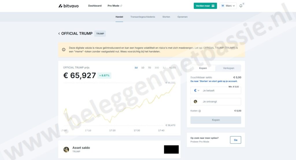 Op deze foto zie je de crypto broker Bitvavo