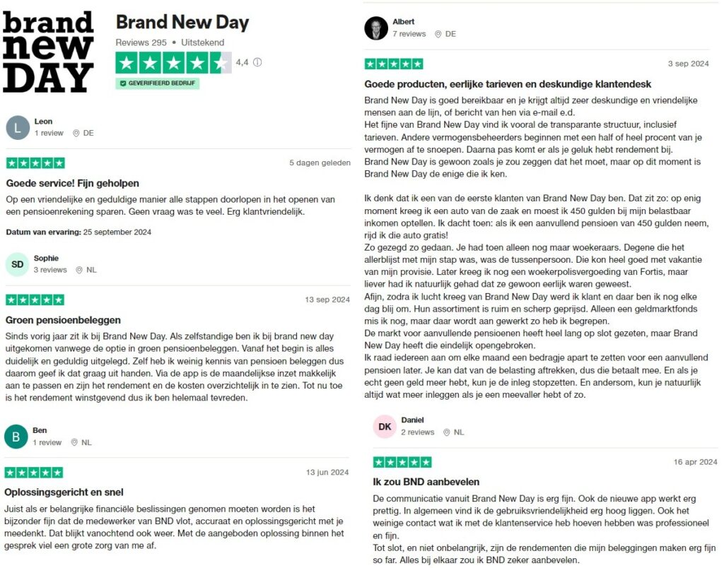 Op deze foto zie je de Brand New Day pensioen sparen ervaringen