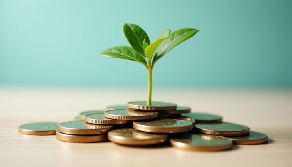 Op deze foto zie je geld en een plantje als symbool voor passief inkomen