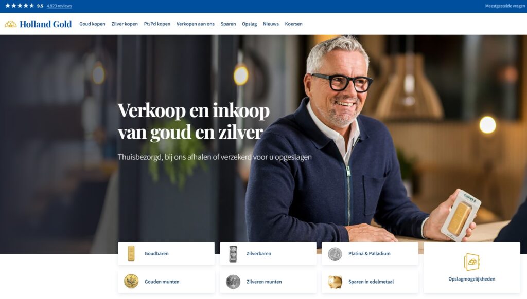 Op deze foto zie je de Holland Gold website