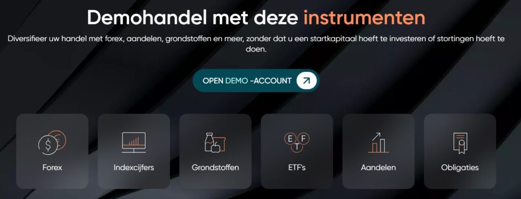 Op deze foto zie je Vantage Markets demo account