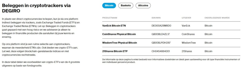 Op deze foto zie je DEGIRO voor een Crypto-ETP