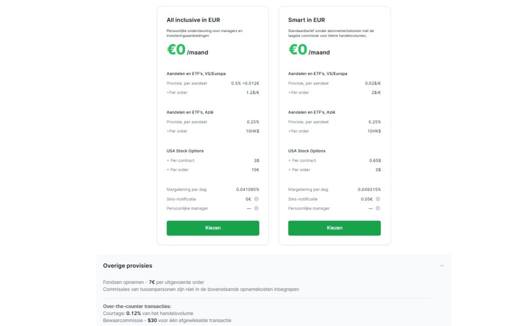 Op deze foto zie je het Freedom24 kosten in vergelijking met Freedom24 vs DEGIRO