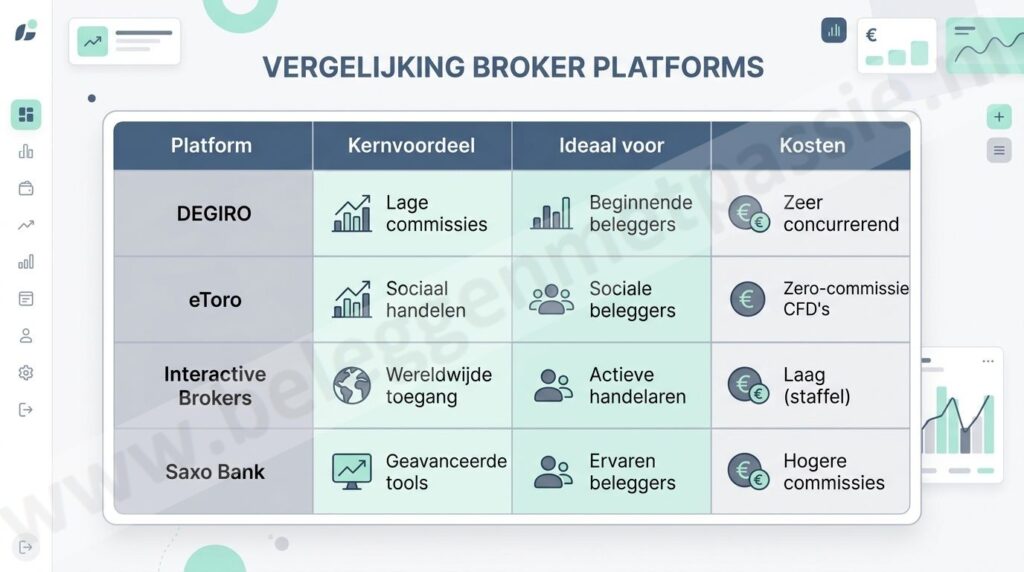Op deze foto zie je broker vergelijking voor ETF beleggen tips